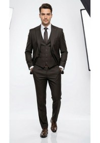 Resim Erkek Slim Fit Takım Elbise Yelekli Modern Kesim Likralı Esnek Kumaş Kırışmaz Şık Düğün Davet Takımı Siyah 