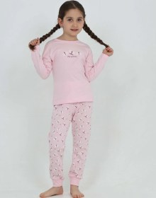 Resim Toontoy Kız Çocuk Kelebek Baskılı Pijama Takım Açık Pembe 