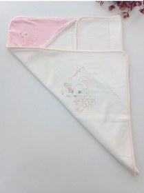 Resim Bebek Battaniye Pembe Başlıklı Soft Mutlu Tavşan Kız Puset Örtüsü Bebek Arabası Örtüsü Pembe 