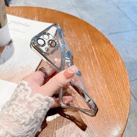 Resim teknosepetim iPhone 13 Kılıf Kamera Lens Korumalı Logo Gösteren Arkası Şeffaf Parlak Kenarlı Kapak Esnek Silikon Koruyucu Lazer Kesim (Siyah) 