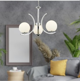 Resim Plüton 3'Lü Krom Salon Avize 