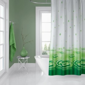 Resim Zethome Banyo Perdesi 1x120x200 Tek Kanat Duş Perdesi Halka Hediyeli Duşakabin Perdesi Duşakabin Perdesi 5020 Yeşil 