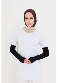 Resim Hürrem Bone Siyah Tesettür Parmak Geçmeli Kolluk Viskon Düz 1024 01 Siyah 