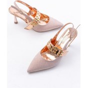 Resim İnf-260 Rose Simli Günlük Arkası Açık Baret Tokalı Topuklu Ba... Gri 