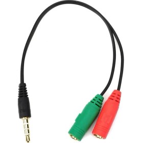 Resim Microcase 4 pin 3.5mm Stereo Erkek - 2 x 3.5mm Stereo Dişi Girişli Kablo 