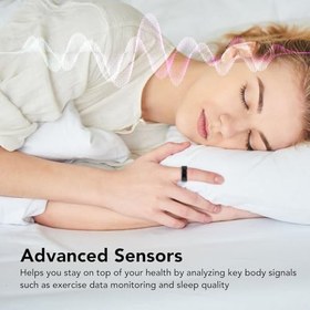 Resim Akıllı Sağlık Halkası, Seramik Akıllı Yüzük, IP68 Su Geçirmez Akıllı Yüzük Spor Takip Cihazı, APP Sağlık Takip Cihazı, Erkekler Kadınlar Için Uyku İzleme (Siyah) (İç Çap 21,5 mm) 