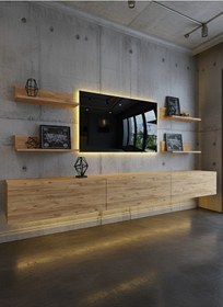 Resim Resital Ledli Duvara Monte Tv Sehpası - Çam - W6020-6 Çam 