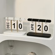 Resim 1 adet Nordic Minimalist Flip Takvim - Ay ve Günlük Tarih Gösterimi ile Altın Detaylar, Beyaz ve Siyah Tasarım, Ev Masa Dekoru, Ofis veya Oturma Odası, Modern Estetik, Şık Tarih Tutucu, Zarif Metalik Detaylar 