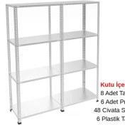 Resim Rafburada 4 Katlı Duble Galvaniz Çelik Raf - Depo, Arşiv, Kiler, Dosya, Market Rafı - 43x75 cm-200 cm-0.70 mm 