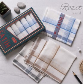 Resim ROZET TEKSTİL Kutulu Kumaş Mendil 40x40 Cm Düzine 12 Adet 