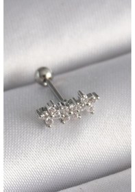 Resim 316l Çelik Gümüş Renk Zirkon Taşlı Yonca Tragus Piercing - Tj-pr1255 Diğer 