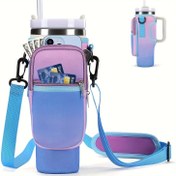 Resim 40oz alet marka bardak için Ayarlanabilir Kayışlı Neopren Su Kapları Taşıma Çantası - Uyumlu, Dayanıklı & Taşınabilir Telefon Cebi ile, Dış Mekan Sporları & Seyahat için İdeal 