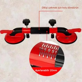 Resim Çift Kollu Çektirmeli Vantuz Cam Fayans Granit Birleştirme Ayarlama Hizalama Düzeltme Aparatı Yatay 