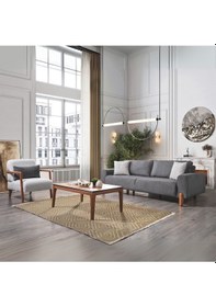 Resim Astana Bohem Koltuk Takımı 3 1 & Mekanizmalı Genişleyebilir Yataklı Koltuk - Antrasit Bukle Kumaş 