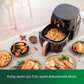 Resim Philips Xxl 7,3 Litre Aile Boyu Yüksek Hacim Smart Sensing Ultra Premium Airfryer Siyah Bakır - Onerous Mutfak Tartısı Hediye 