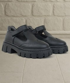 Resim Rakerplus Siyah Mat Cırtlı Kız Çocuk Okul Ayakkabı 