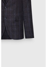 Resim Altınyıldız Collectıon Erkek Lacı Yün Slim Fit Dar Kesim Mono Yaka Desenli Kapak Cepli Blazer Ceket 