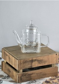 Resim Mini Boy Borosilikat Cam Demlik - Süzgeçli Cam Bitki Demliği - 400 Ml Şeffaf 