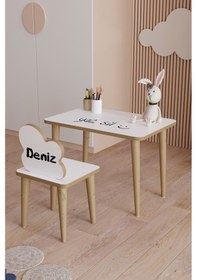 Resim Özel isimli Çocuk Masa Sandalye Yaz Sil Oyun Etkinlik Çalışma Mas Beyaz 