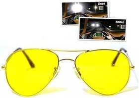 Resim Senon Prime UV400 Metal Çerçeveli Gece Sürüş ve Sis Gözlüğü Sarı Camlı Aviator Stil Anti Far Gece Görüş Gözlügü Özel Kutulu 