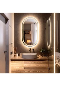 Resim Serava Günışığı Lazer Kumlamalı Lavabo & Banyo Aynası Dokunmatik Sensörlü 70 X 40 Cm 