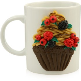 Resim Cupcake Hediyelik El Yapımı Polimer Kil Kupa Bardak 