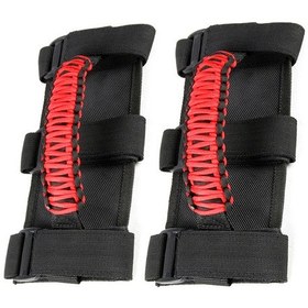 Resim Leezsing Jeep Wrangler İç Mekan Tutamakları, 350lb Dayanıklı Polyester Paracord, Kaymazsız, Kolay Kurulum, Siyah+kırmızı, 2 Adet 