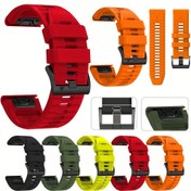 Resim Silikon Saat Kayışı Hızlı Çıkarma Bilek Kayışı, Boyut: 26/22mm, Garmin Fenix 6X 6 Pro 7X 7 Pro Epix Pro Enduro 2 Instinct 2 2X Easyfit ile Uyumlu, Fenix 5 5X Plus Tactix 7 Pro Forerunner 935 945 955 VERTIX 2 Descent için Saat Bileklikleri 