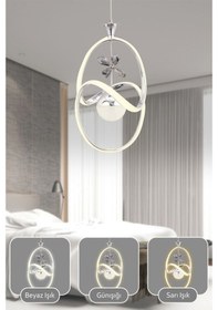 Resim Aylin Krom Tekli Modern Ledli Avize Yatak Odası - Hol - Salon Krom 