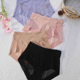 Resim 4 adet Kadın Dikişsiz Karın Kontrol Şekillendirici - Güçlü Bel Bandı, Kalça Kaldırma ve Vücut Kontürleme ile Yüksek Bel Postpartum İç Çamaşırı, Nefes Alabilen Fileli Paneller, Düz Renk (Açık Mavi, Pembe, Bej, Siyah) - Postpartum ve Günlük Giyim, Karın Kontrol İç Çamaşırı, Postpartum İç Çamaşırı, Yüksek Bel Tasarımı, Rahat Uygunluk 