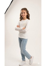 Resim Kız Çocuk Fitilli Bluz Bre-22671 Ekru 