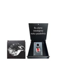 Resim Beşiktaş Lisanslı Logolu Çift Taraflı Anahtarlık Kartal Ahşap Kutulu Siyah - Beyaz 