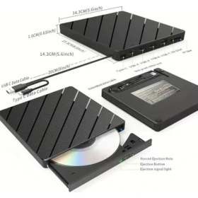 Resim Harici CD DVD Okuma Yazma USB 3.0 Hub Çok Amaçlı External Drive Tf Sd Kart Okuyucu 8in1 
