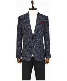 Resim Wessi Desenli Slim Fit Spor Lacivert Erkek Ceket - Wessi Lacivert 