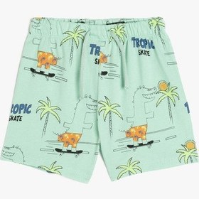 Resim Koton Palmiye Baskılı Pamuklu Beli Lastikli Bermuda Şort Yeşil 5smb40032tk Yeşil 