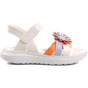 Resim Beyaz-turuncu Kız Çocuk Düz Sandalet Ayakmod Şng 8010 F Beyaz-turuncu Beyaz - Turuncu 