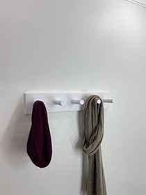 Resim DOĞAL Ahşap Askılık, Ahşap Vestiyer, 5 Askılı Ahşap Duvar Askılığı Beyaz 