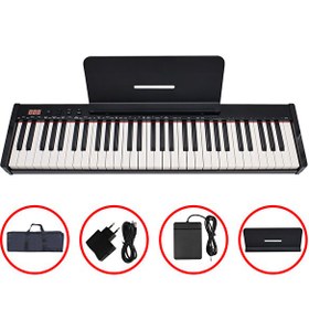 Resim JTK-6103B Şarjlı Tuş Hassasiyetli 61 Tuşlu Org Çanta Pedal ve Adaptör 