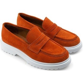 Resim Deery Hakiki Süet Turuncu Loafer Kadın Ayakkabı Turuncu 
