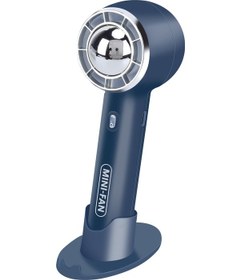 Resim Mini El Tipi Vantilatör, Şarj Edilebilir Mini Vantilatör Pili Us Blue, 