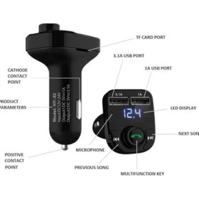 Resim Teknocan Marketing Otomatik Frekans Tanımalı Parazit Yok Fm Radyo Transmitter 3.1A Hızlı Şarj Micro Sd Bluetooth Mp3 Çalar Çakmaklık 