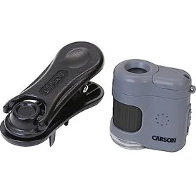 Resim Micromini 20X LED Işıklı Cep Mikroskopu, Entegre LED ve Uv El Feneri ve Evrensel Akıllı Telefon Digiscoping Adaptör Klipsi (MM-380) 