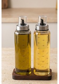 Resim Bambum Nero 3 Parça Standlı Borosilikat Yağdanlık Yağlık - Sirkelik Seti 500 Ml Şeffaf 