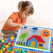 Resim Pegboard Seti, Eğitici STEM Oyuncak, Yaratıcı DIY Yapım Blokları, Renkli Boncuklar ve Kauçuk Tıpalarla, 3-6 Yaş Çocuklar için, Ebeveyn-Çocuk Etkileşimli Puzzle Oyun Tahtası 