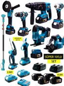 Resim Germany Style Kömürsüz 10'lu Set Teleskopik Kırıcı-Matkap-Dekupaj-Daire Testere-Budama Testeresi-Mak 