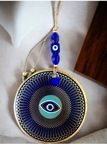 Resim Gold Puantiyeli Nazar Boncuklu Göz Duvar Süsü 