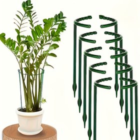 Resim 8 adet Ayarlanabilir Plastik Bitki Desteği Kafesleri - İç ve Dış Mekan Kullanımı için Esnek Bahçe Bitki Çerçeveleri, Yeşil Yaprak Tasarımı, Sağlıklı Bitki Büyümesi için Dayanıklı ve Şık, Dış Mekan Bitkileri için Bitki Kafesleri, İç Bahçe, Doğal Görünüm, Sağlam Yapı 
