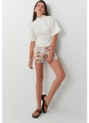 Resim Cepli Desenli Şort Bej Bej 