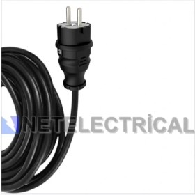 Resim Tekne ve Karavan Enerji Besleme Kablosu 15 Metre | IP44 Kauçuk Düz Fiş + 3X16A Uzatma Priz | Siyah Kalın Kablo 