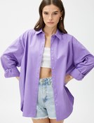 Resim Oversize Poplin Gömlek Uzun Kollu Pamuklu 